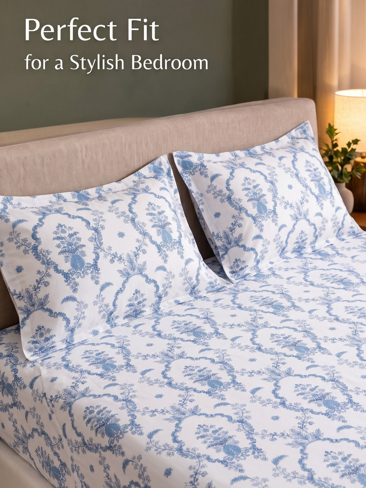 Noeul Home 100% Cotton King Size Bedsheet | 210 TC Soft & Breathable Fabric | 108 x 108 Inches | 2 Pillow Covers Included