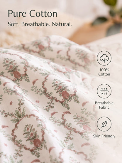 Noeul Home 100% Cotton King Size Bedsheet | 210 TC Soft & Breathable Fabric | 108 x 108 Inches | 2 Pillow Covers Included
