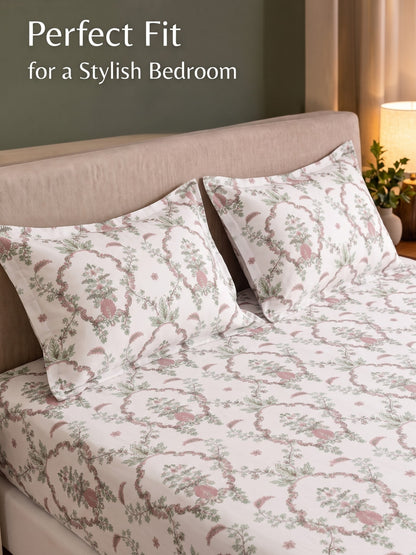 Noeul Home 100% Cotton King Size Bedsheet | 210 TC Soft & Breathable Fabric | 108 x 108 Inches | 2 Pillow Covers Included