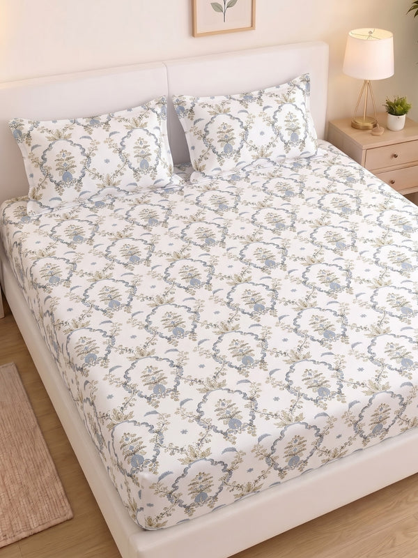 Noeul Home 100% Cotton King Size Bedsheet | 210 TC Soft & Breathable Fabric | 108 x 108 Inches | 2 Pillow Covers Included|Steel Grey