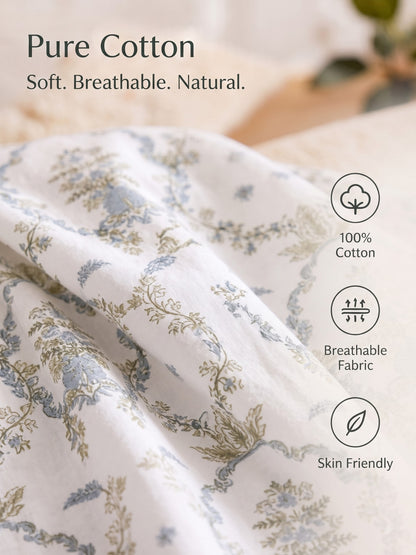 Noeul Home 100% Cotton King Size Bedsheet | 210 TC Soft & Breathable Fabric | 108 x 108 Inches | 2 Pillow Covers Included