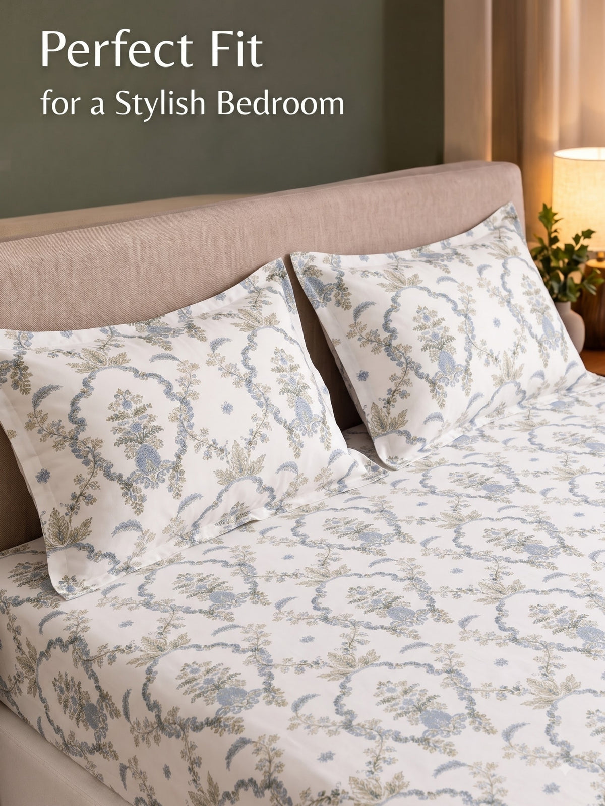 Noeul Home 100% Cotton King Size Bedsheet | 210 TC Soft & Breathable Fabric | 108 x 108 Inches | 2 Pillow Covers Included