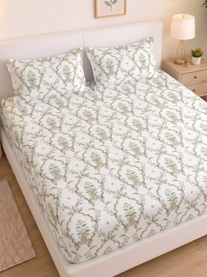 Noeul Home 100% Cotton King Size Bedsheet | 210 TC Soft & Breathable Fabric | 108 x 108 Inches | 2 Pillow Covers Included