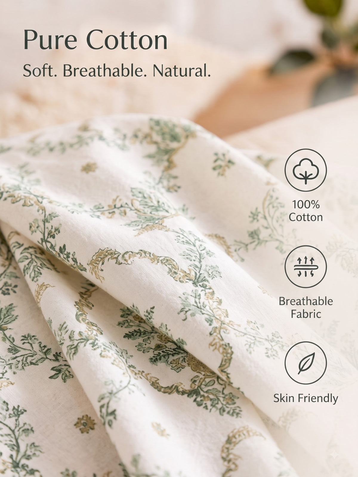 Noeul Home 100% Cotton King Size Bedsheet | 210 TC Soft & Breathable Fabric | 108 x 108 Inches | 2 Pillow Covers Included