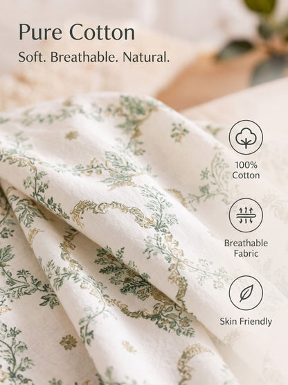 Noeul Home 100% Cotton King Size Bedsheet | 210 TC Soft & Breathable Fabric | 108 x 108 Inches | 2 Pillow Covers Included