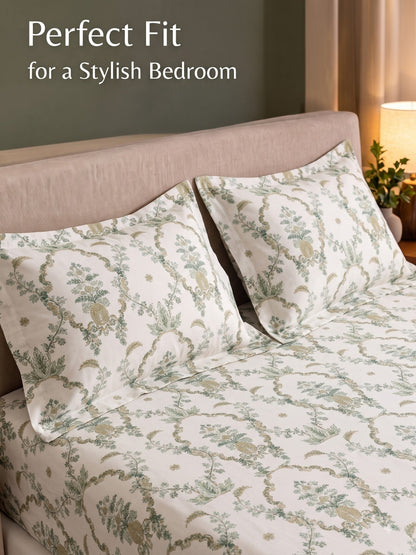 Noeul Home 100% Cotton King Size Bedsheet | 210 TC Soft & Breathable Fabric | 108 x 108 Inches | 2 Pillow Covers Included