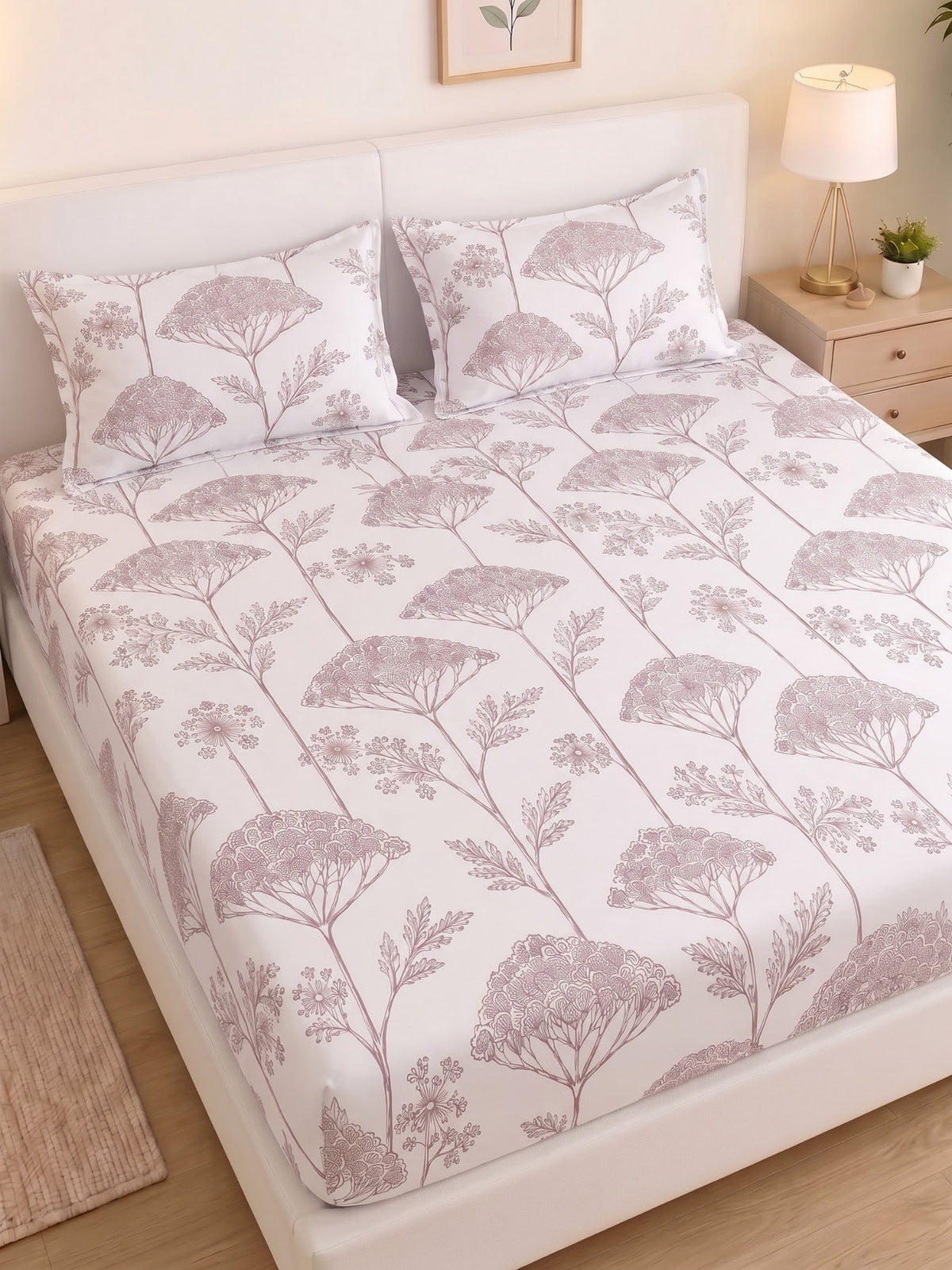 Noeul Home 100% Cotton King Size Bedsheet | 210 TC Soft & Breathable Fabric | 108 x 108 Inches | 2 Pillow Covers Included