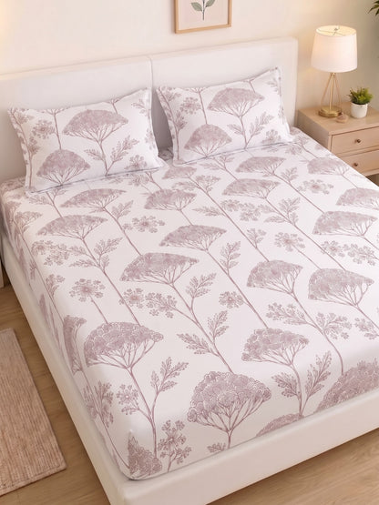Noeul Home 100% Cotton King Size Bedsheet | 210 TC Soft & Breathable Fabric | 108 x 108 Inches | 2 Pillow Covers Included