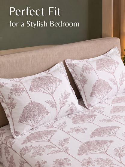 Noeul Home 100% Cotton King Size Bedsheet | 210 TC Soft & Breathable Fabric | 108 x 108 Inches | 2 Pillow Covers Included