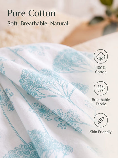 Noeul Home 100% Cotton King Size Bedsheet | 210 TC Soft & Breathable Fabric | 108 x 108 Inches | 2 Pillow Covers Included