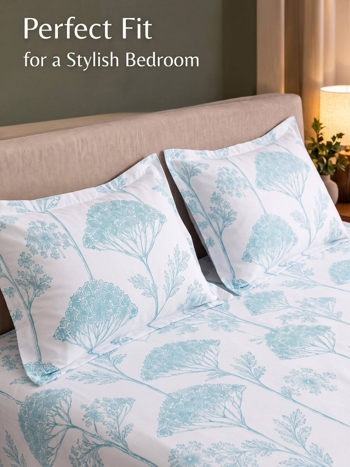 Noeul Home 100% Cotton King Size Bedsheet | 210 TC Soft & Breathable Fabric | 108 x 108 Inches | 2 Pillow Covers Included