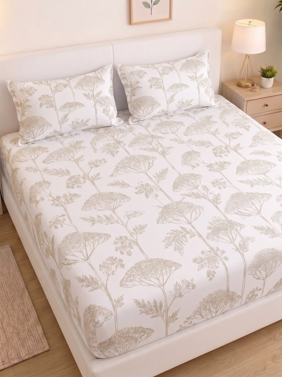 Noeul Home 100% Cotton King Size Bedsheet | 210 TC Soft & Breathable Fabric | 108 x 108 Inches | 2 Pillow Covers Included