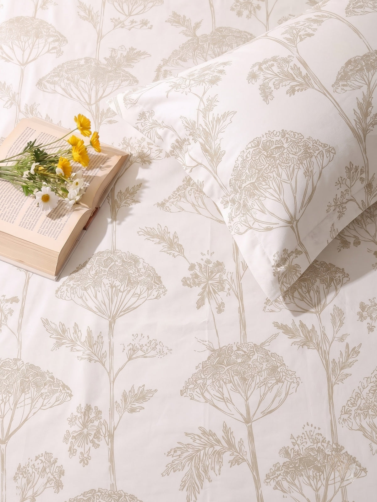Noeul Home 100% Cotton King Size Bedsheet | 210 TC Soft & Breathable Fabric | 108 x 108 Inches | 2 Pillow Covers Included