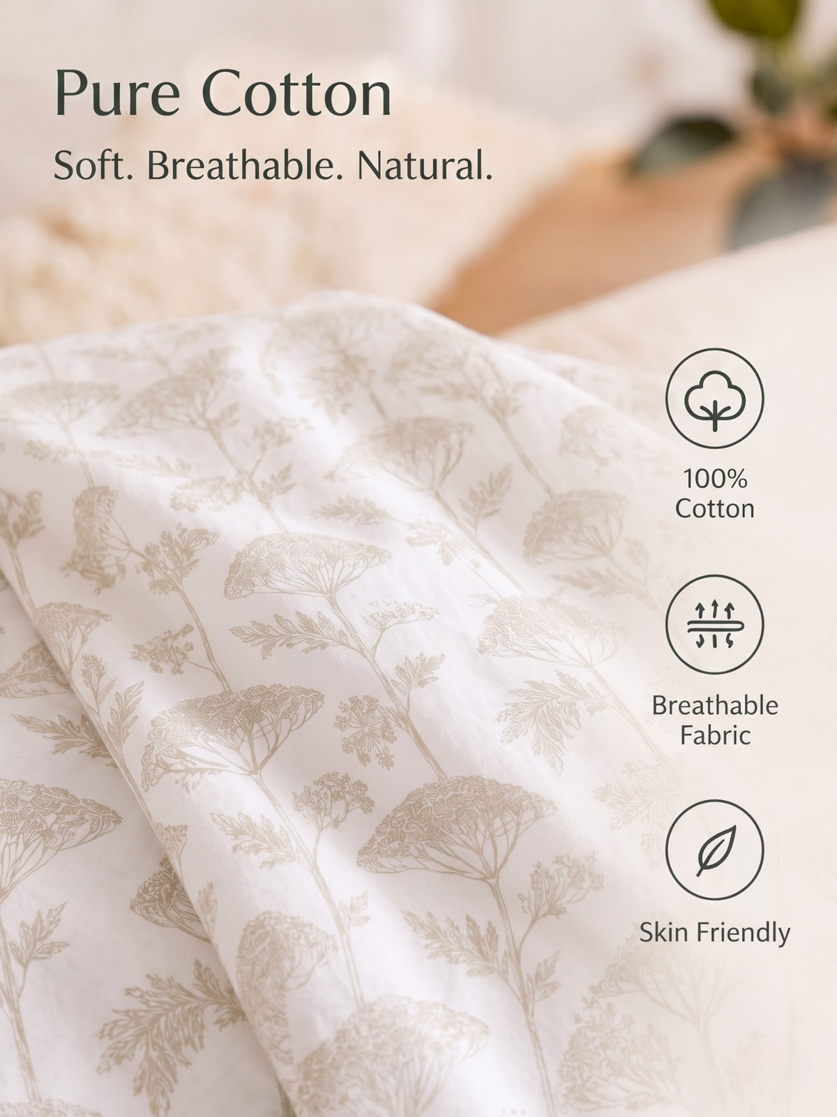Noeul Home 100% Cotton King Size Bedsheet | 210 TC Soft & Breathable Fabric | 108 x 108 Inches | 2 Pillow Covers Included