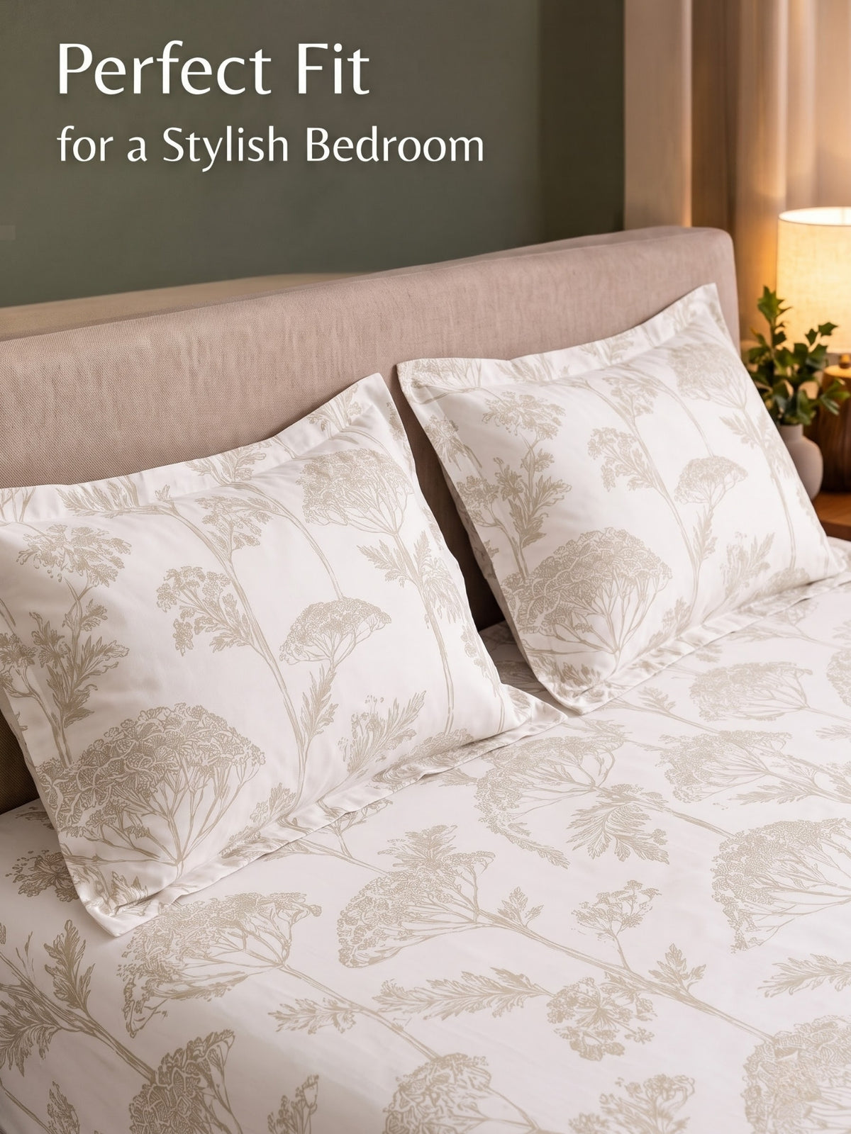 Noeul Home 100% Cotton King Size Bedsheet | 210 TC Soft & Breathable Fabric | 108 x 108 Inches | 2 Pillow Covers Included