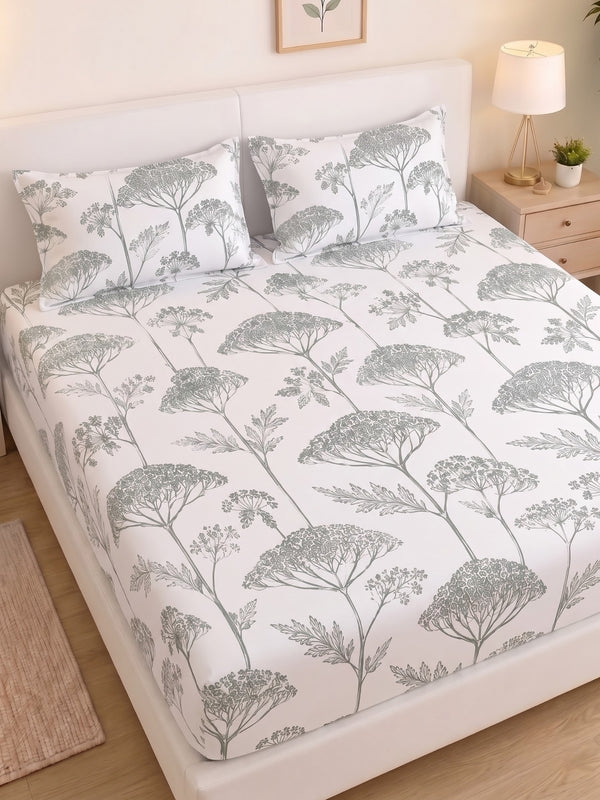 Noeul Home 100% Cotton King Size Bedsheet | 210 TC Soft & Breathable Fabric | 108 x 108 Inches | 2 Pillow Covers Included|Pewter Grey