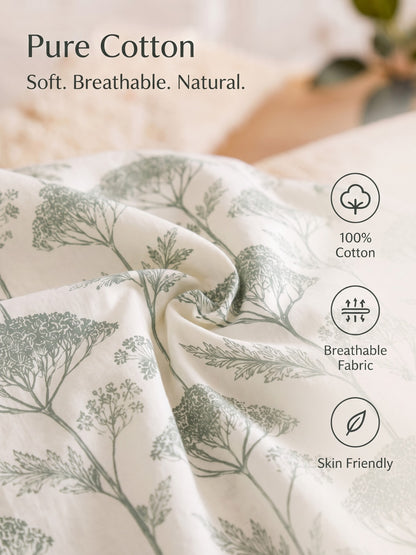 Noeul Home 100% Cotton King Size Bedsheet | 210 TC Soft & Breathable Fabric | 108 x 108 Inches | 2 Pillow Covers Included