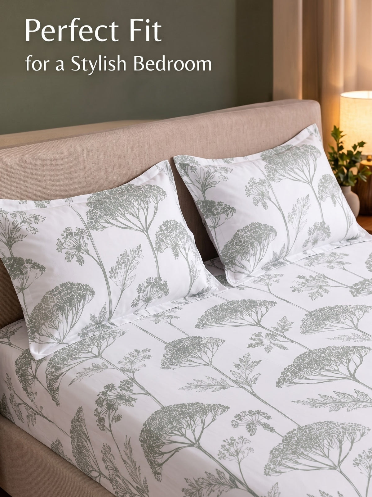 Noeul Home 100% Cotton King Size Bedsheet | 210 TC Soft & Breathable Fabric | 108 x 108 Inches | 2 Pillow Covers Included