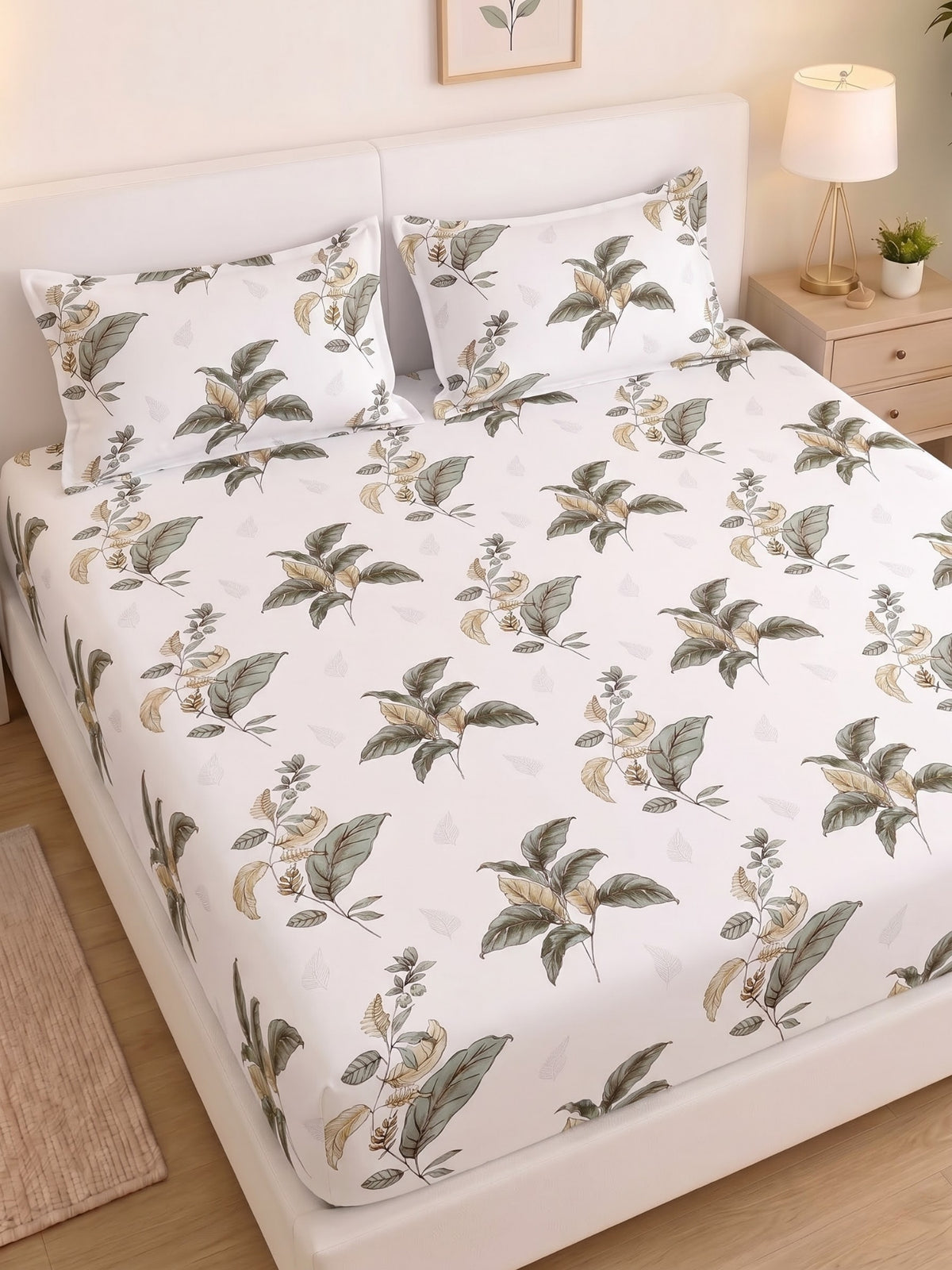 Noeul Home 100% Cotton King Size Bedsheet | 210 TC Soft & Breathable Fabric | 108 x 108 Inches | 2 Pillow Covers Included