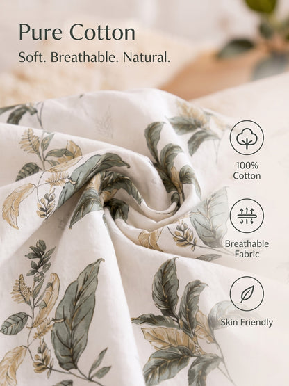 Noeul Home 100% Cotton King Size Bedsheet | 210 TC Soft & Breathable Fabric | 108 x 108 Inches | 2 Pillow Covers Included