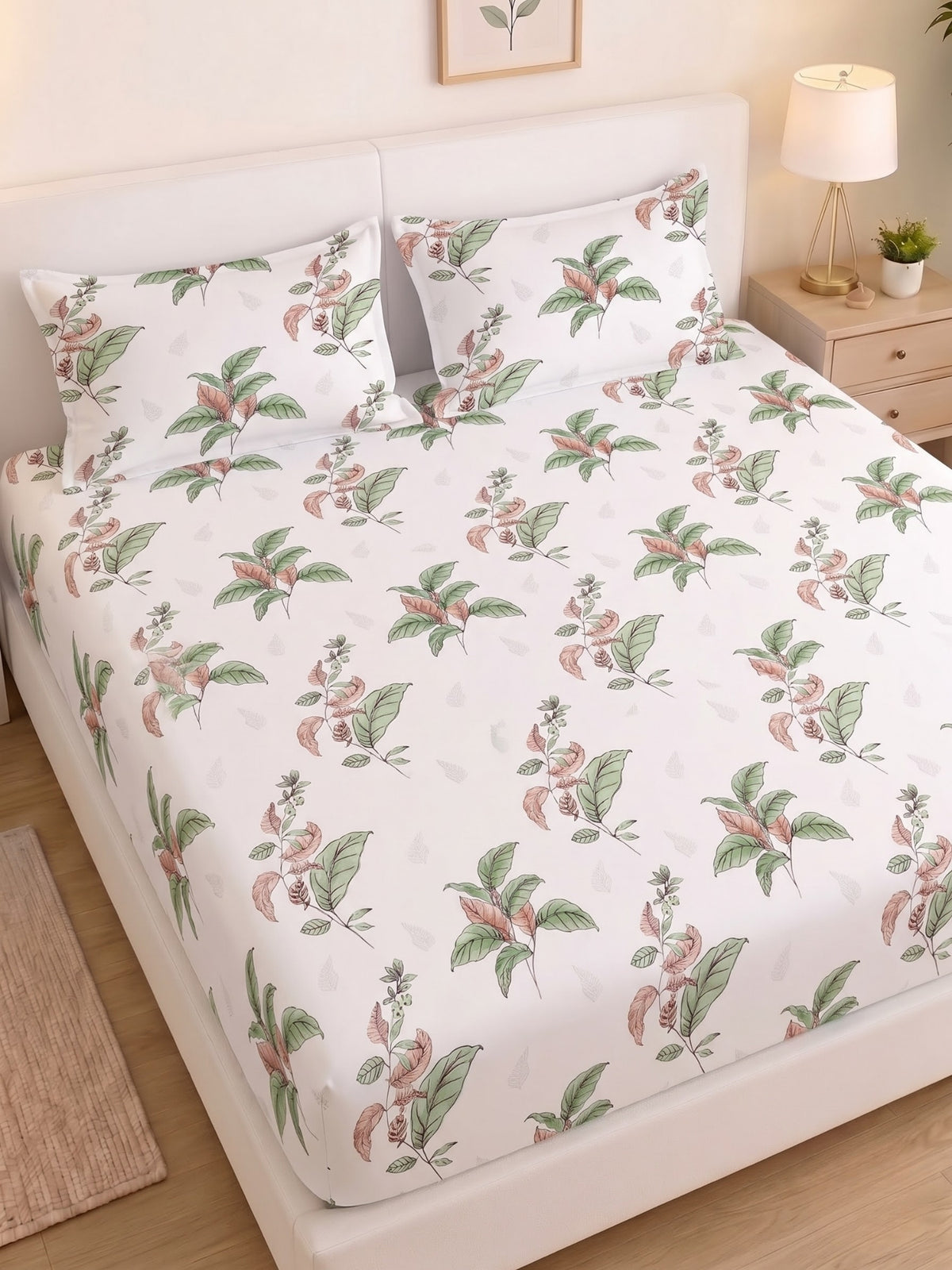 Noeul Home 100% Cotton King Size Bedsheet | 210 TC Soft & Breathable Fabric | 108 x 108 Inches | 2 Pillow Covers Included
