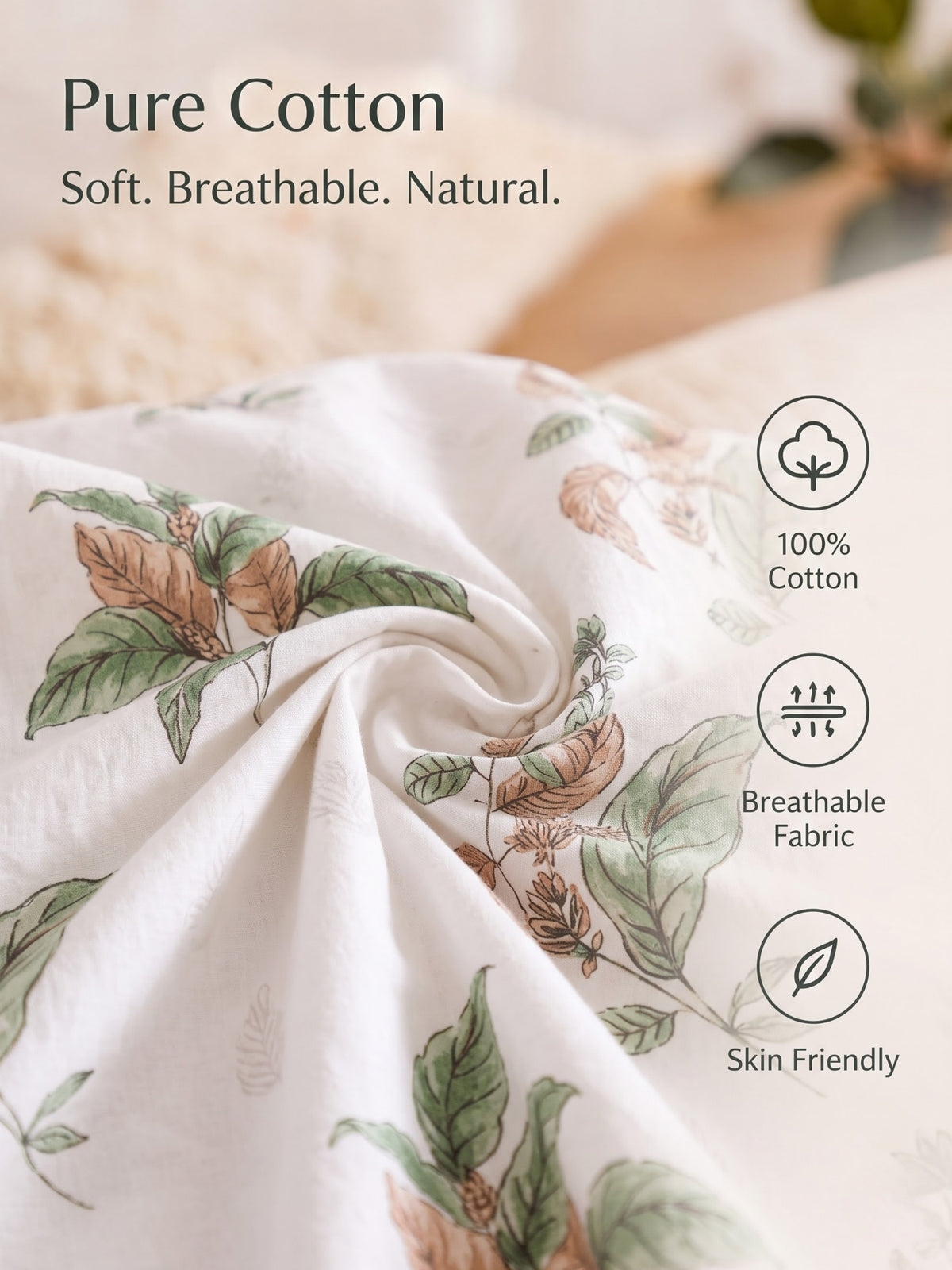 Noeul Home 100% Cotton King Size Bedsheet | 210 TC Soft & Breathable Fabric | 108 x 108 Inches | 2 Pillow Covers Included
