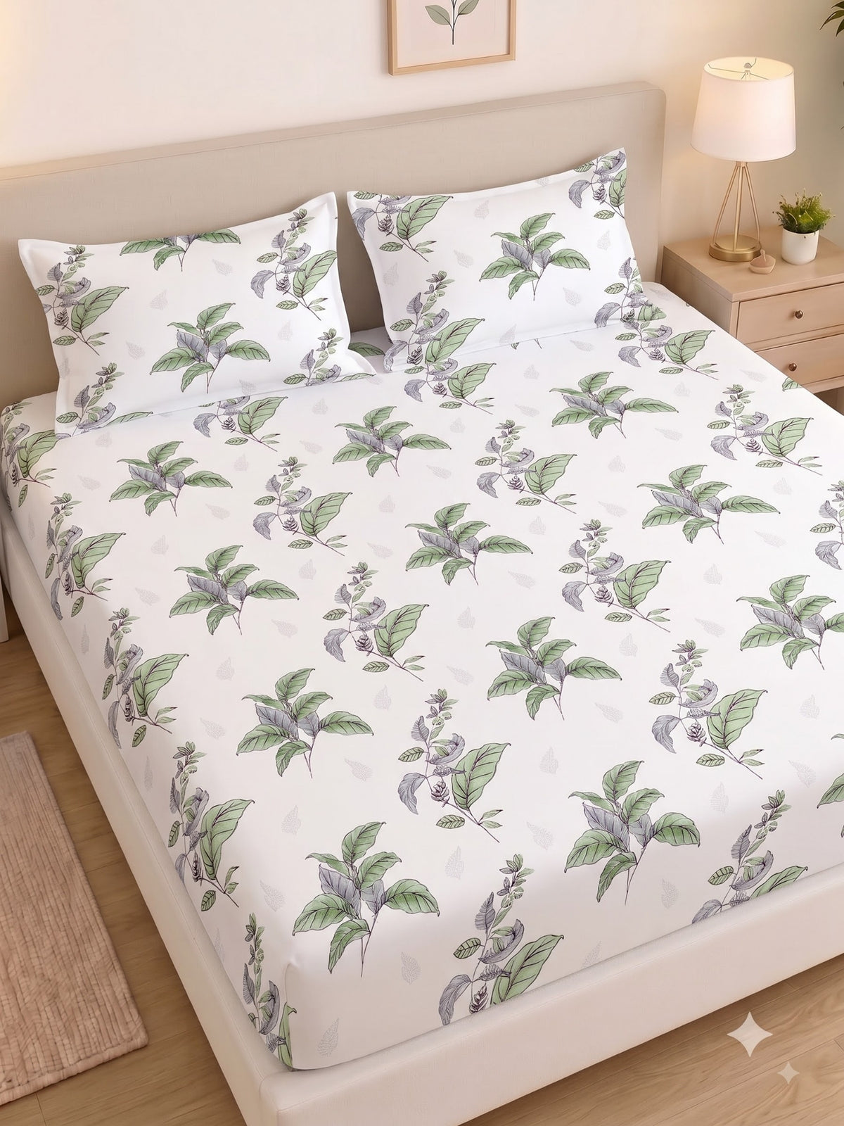Noeul Home 100% Cotton King Size Bedsheet | 210 TC Soft & Breathable Fabric | 108 x 108 Inches | 2 Pillow Covers Included