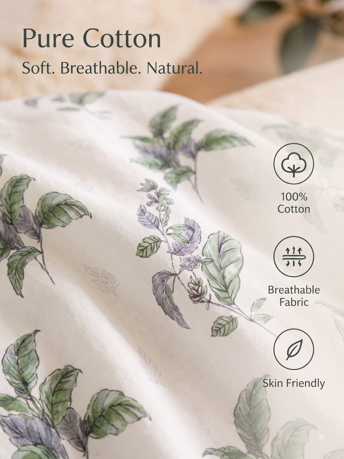Noeul Home 100% Cotton King Size Bedsheet | 210 TC Soft & Breathable Fabric | 108 x 108 Inches | 2 Pillow Covers Included