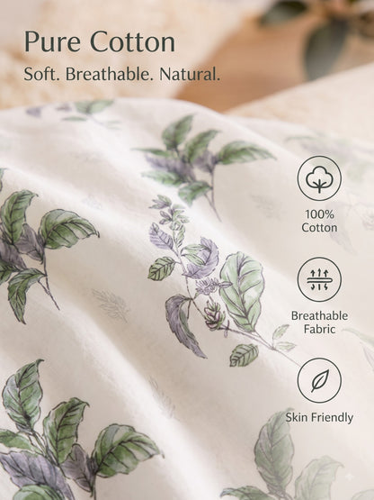 Noeul Home 100% Cotton King Size Bedsheet | 210 TC Soft & Breathable Fabric | 108 x 108 Inches | 2 Pillow Covers Included