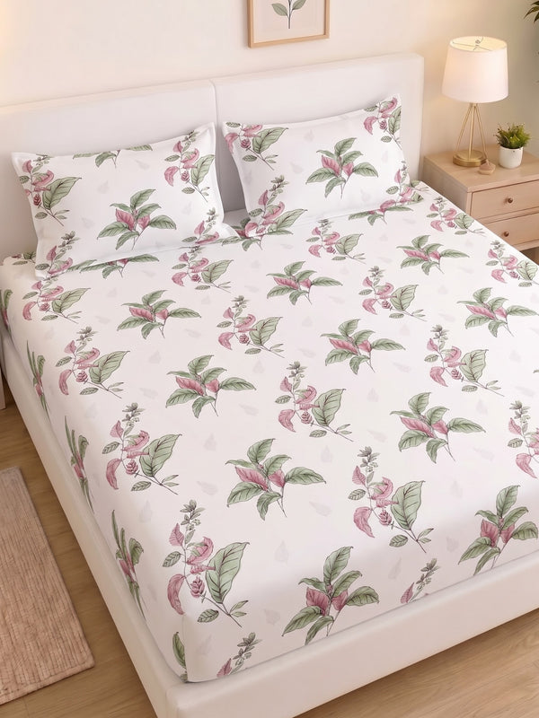 Noeul Home 100% Cotton King Size Bedsheet | 210 TC Soft & Breathable Fabric | 108 x 108 Inches | 2 Pillow Covers Included