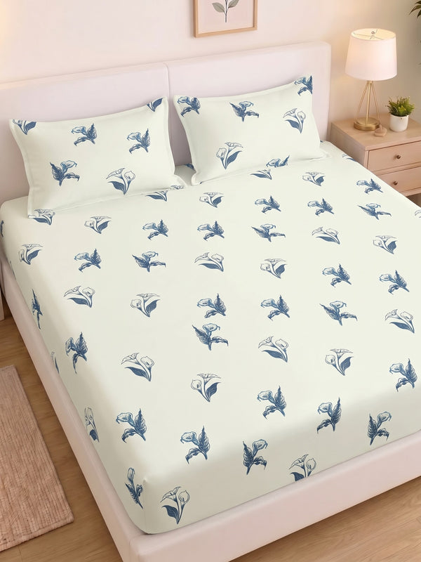 Noeul Home 100% Cotton King Size Bedsheet | 210 TC Soft & Breathable Fabric | 108 x 108 Inches | 2 Pillow Covers Included