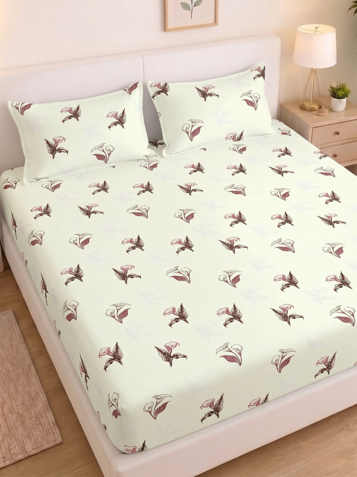 Noeul Home 100% Cotton King Size Bedsheet | 210 TC Soft & Breathable Fabric | 108 x 108 Inches | 2 Pillow Covers Included