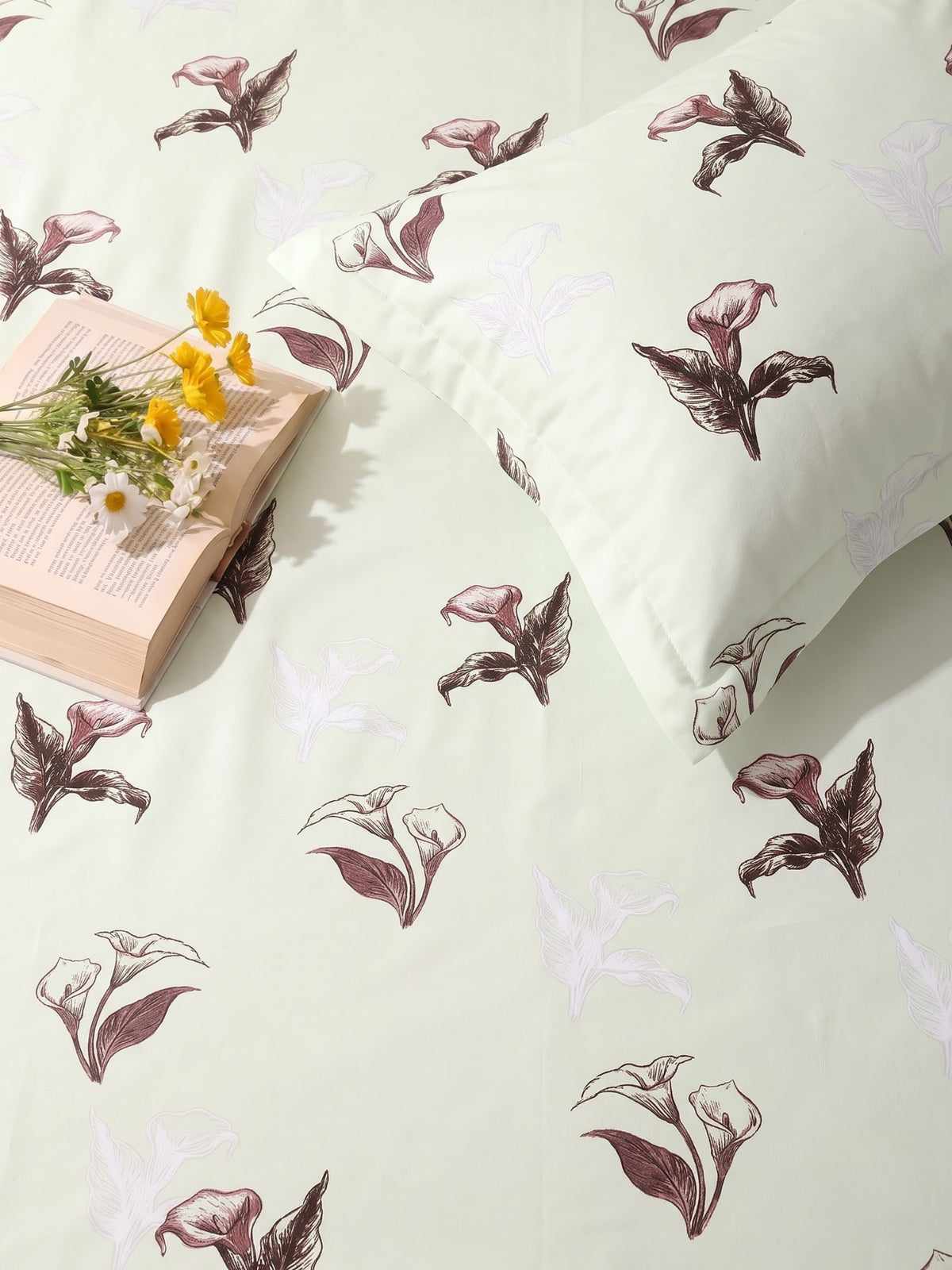 Noeul Home 100% Cotton King Size Bedsheet | 210 TC Soft & Breathable Fabric | 108 x 108 Inches | 2 Pillow Covers Included