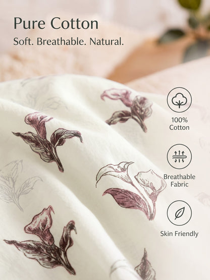 Noeul Home 100% Cotton King Size Bedsheet | 210 TC Soft & Breathable Fabric | 108 x 108 Inches | 2 Pillow Covers Included