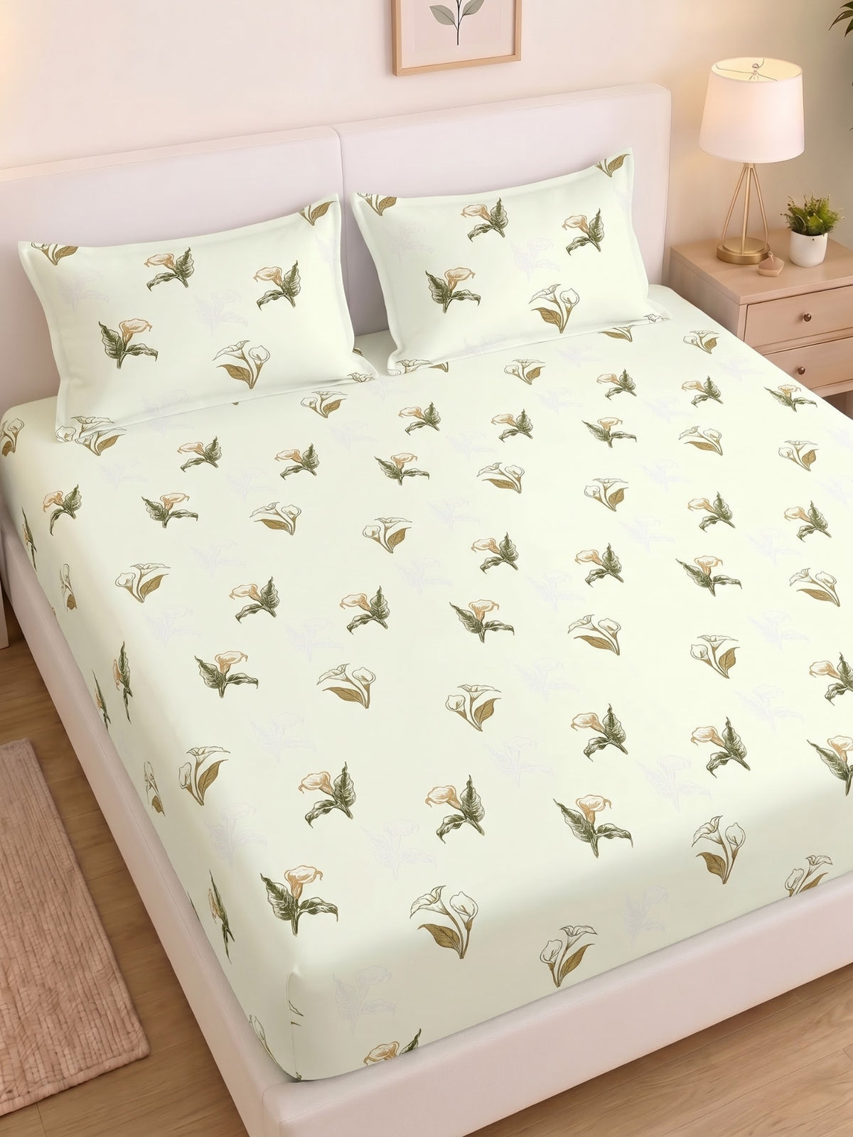 Noeul Home 100% Cotton King Size Bedsheet | 210 TC Soft & Breathable Fabric | 108 x 108 Inches | 2 Pillow Covers Included