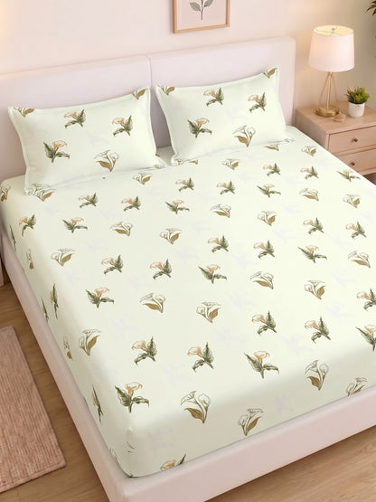 Noeul Home 100% Cotton King Size Bedsheet | 210 TC Soft & Breathable Fabric | 108 x 108 Inches | 2 Pillow Covers Included
