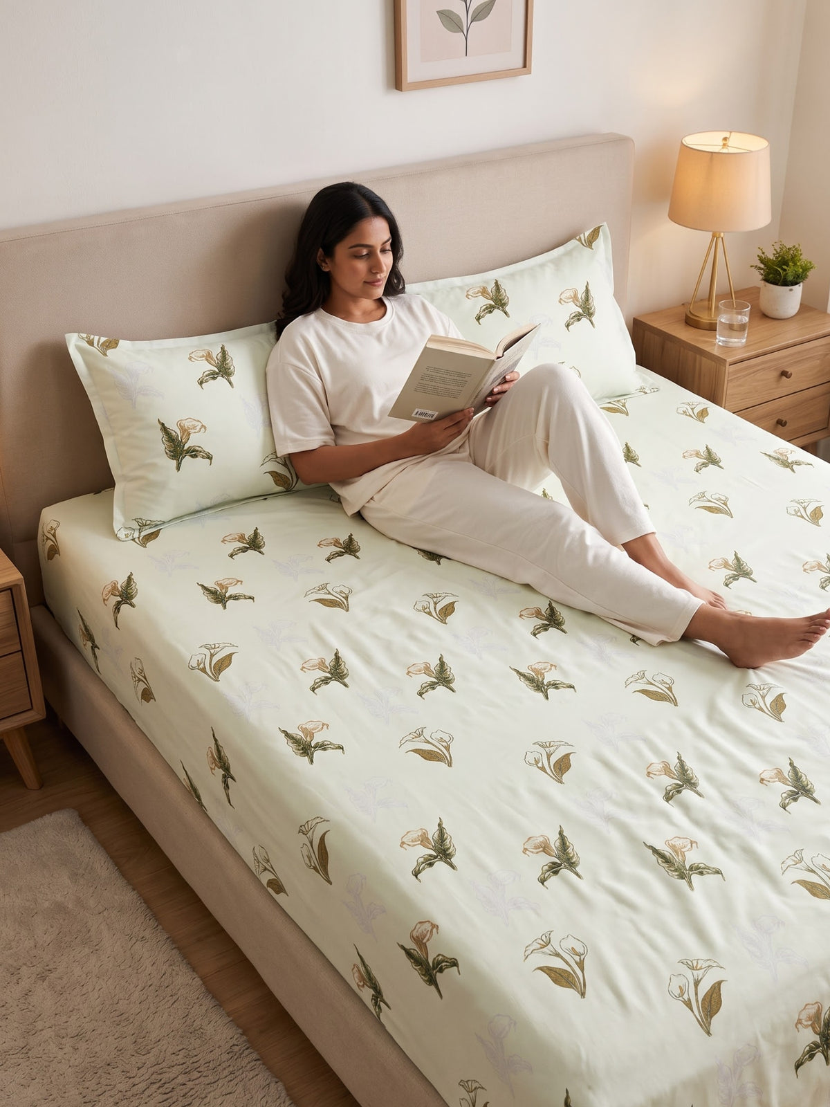 Noeul Home 100% Cotton King Size Bedsheet | 210 TC Soft & Breathable Fabric | 108 x 108 Inches | 2 Pillow Covers Included