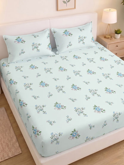 Noeul Home 100% Cotton King Size Bedsheet | 210 TC Soft & Breathable Fabric | 108 x 108 Inches | 2 Pillow Covers Included