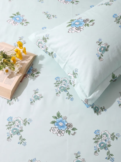 Noeul Home 100% Cotton King Size Bedsheet | 210 TC Soft & Breathable Fabric | 108 x 108 Inches | 2 Pillow Covers Included
