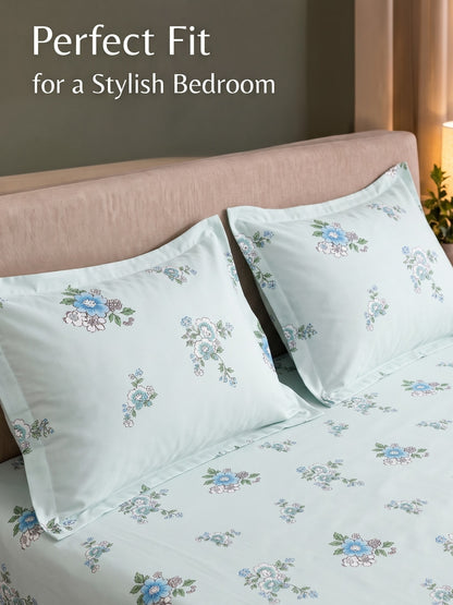 Noeul Home 100% Cotton King Size Bedsheet | 210 TC Soft & Breathable Fabric | 108 x 108 Inches | 2 Pillow Covers Included