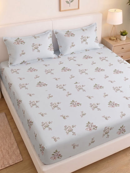 Noeul Home 100% Cotton King Size Bedsheet | 210 TC Soft & Breathable Fabric | 108 x 108 Inches | 2 Pillow Covers Included