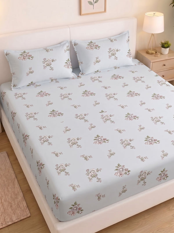 Noeul Home 100% Cotton King Size Bedsheet | 210 TC Soft & Breathable Fabric | 108 x 108 Inches | 2 Pillow Covers Included