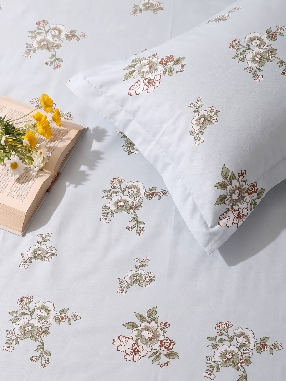 Noeul Home 100% Cotton King Size Bedsheet | 210 TC Soft & Breathable Fabric | 108 x 108 Inches | 2 Pillow Covers Included