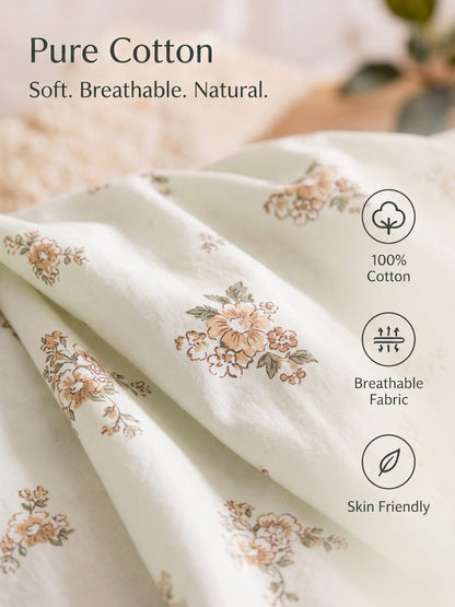 Noeul Home 100% Cotton King Size Bedsheet | 210 TC Soft & Breathable Fabric | 108 x 108 Inches | 2 Pillow Covers Included