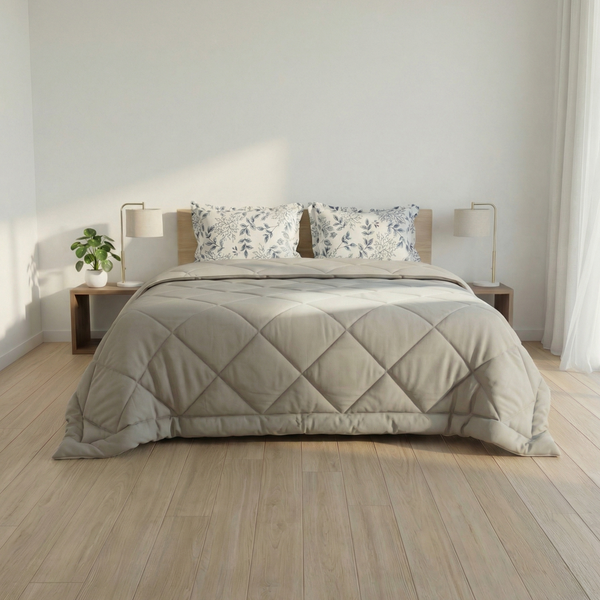 Impress Premium 150 GSM Quilted Solid Comforter for Double Bed | 90 x 100 Inch | Creamy Latte