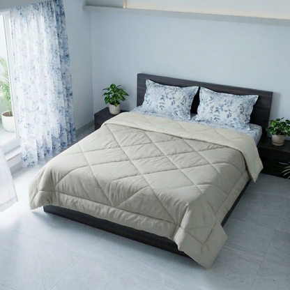 Impress Premium 150 GSM Quilted Solid Comforter for Double Bed |  90 x 100 Inch | Creamy Latte