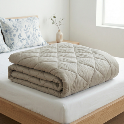 Impress Premium 150 GSM Quilted Solid Comforter for Double Bed |  90 x 100 Inch | Creamy Latte