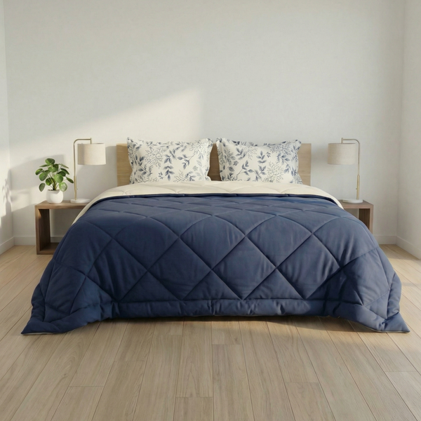 Impress Premium 150 GSM Quilted Solid Comforter for Double Bed | 90 x 100 Inch | Midnight Blue
