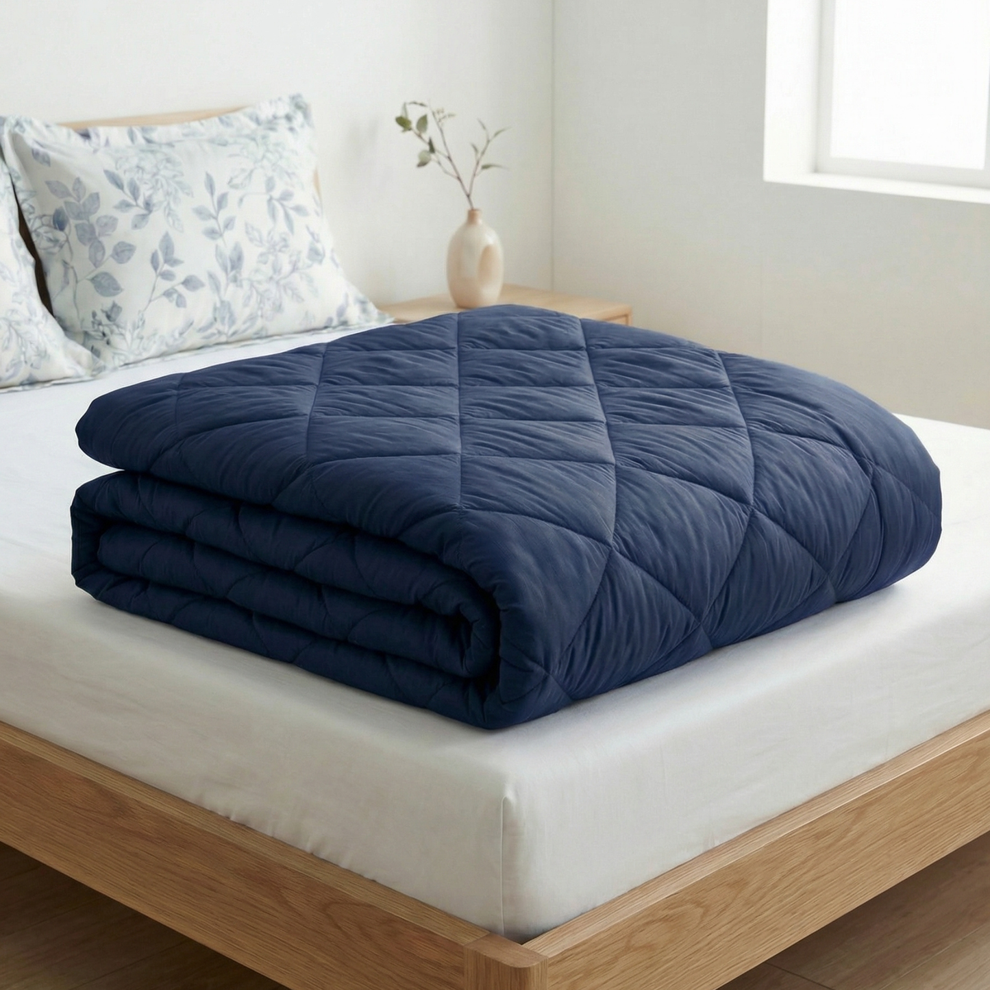Impress Premium 150 GSM Quilted Solid Comforter for Double Bed | 90 x 100 Inch | Midnight Blue