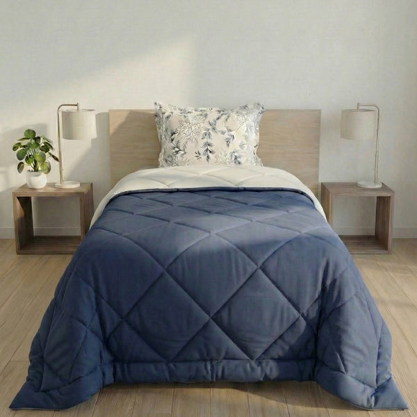 Impress Premium 150 GSM Quilted Solid Comforter for Single Bed |60 x 90 Inch | Midnight Blue